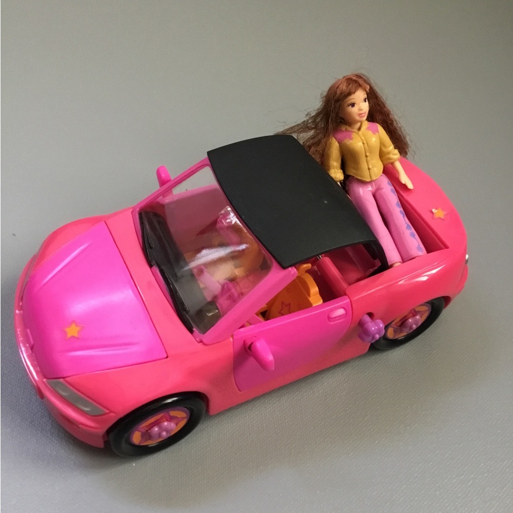 Pink Polly Pocket Convertible Doll Car with Doll